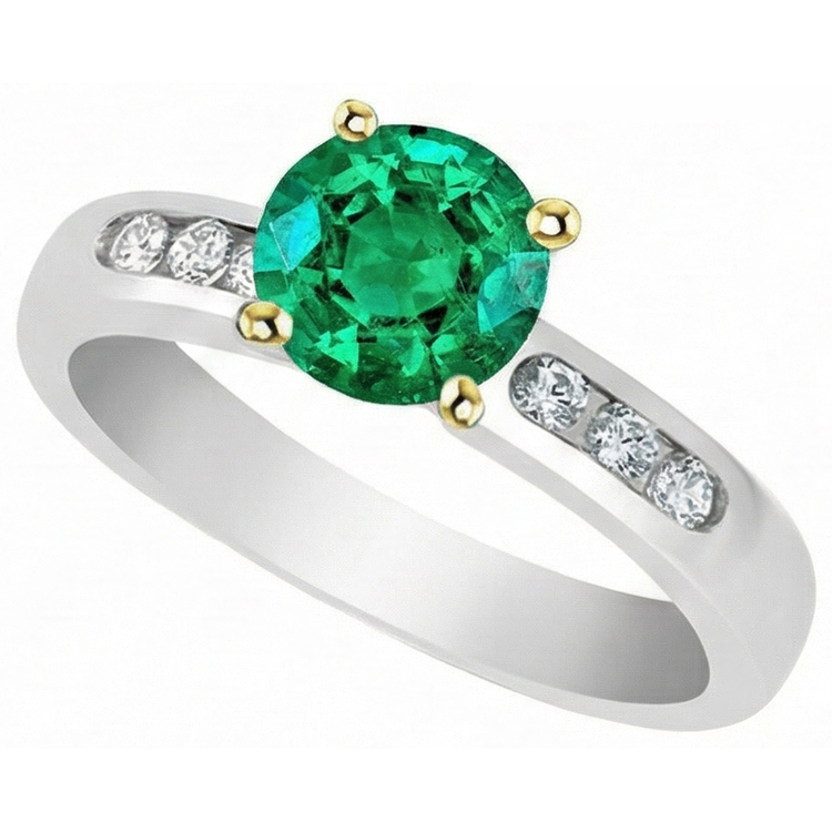 Exquis Émeraude Colombienne Bague avec Gemme 2,50 carats – vue de côté
