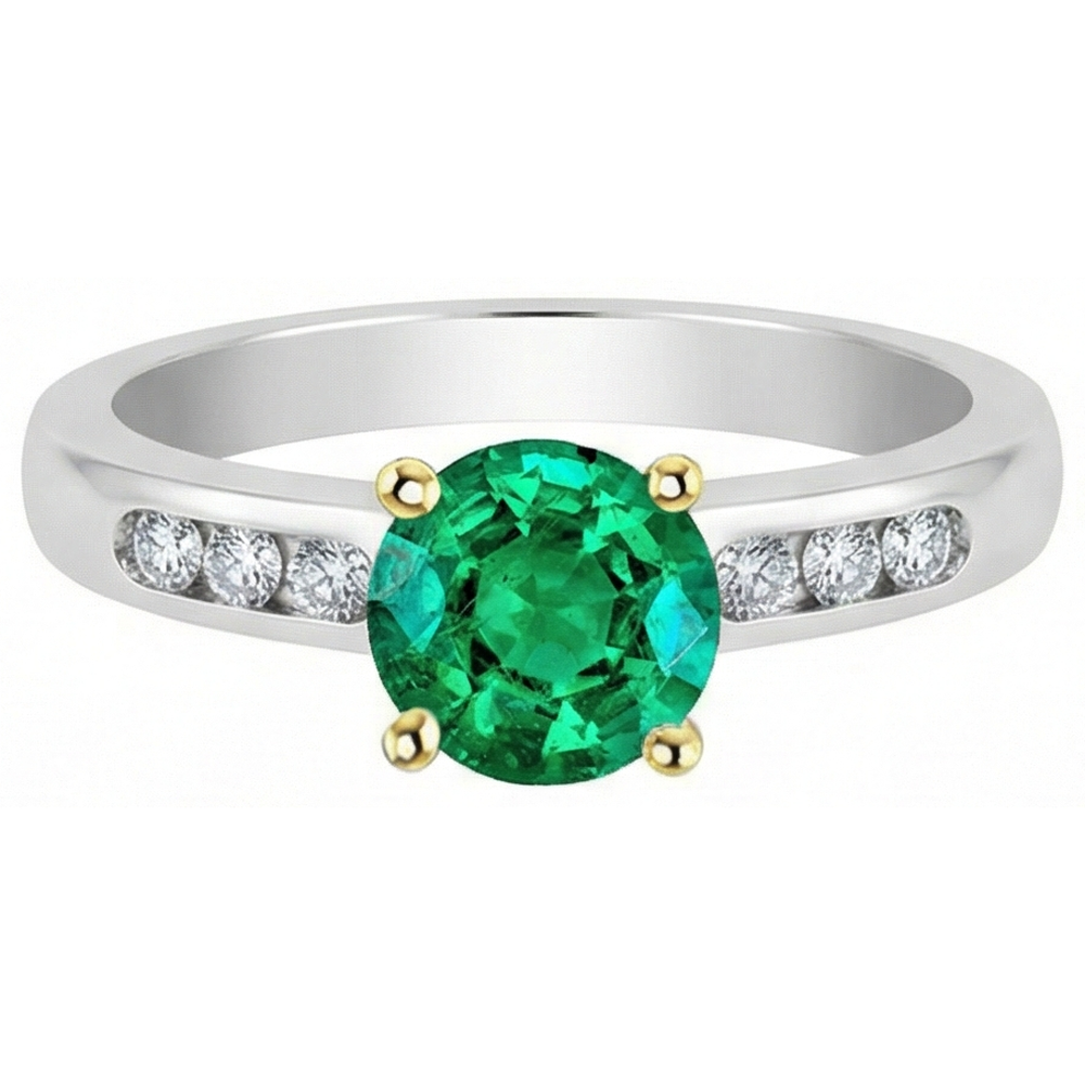 Émeraude Colombienne Bague avec Gemme – vue de face