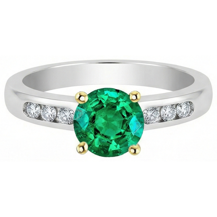 Émeraude Colombienne Bague avec Gemme – vue de face
