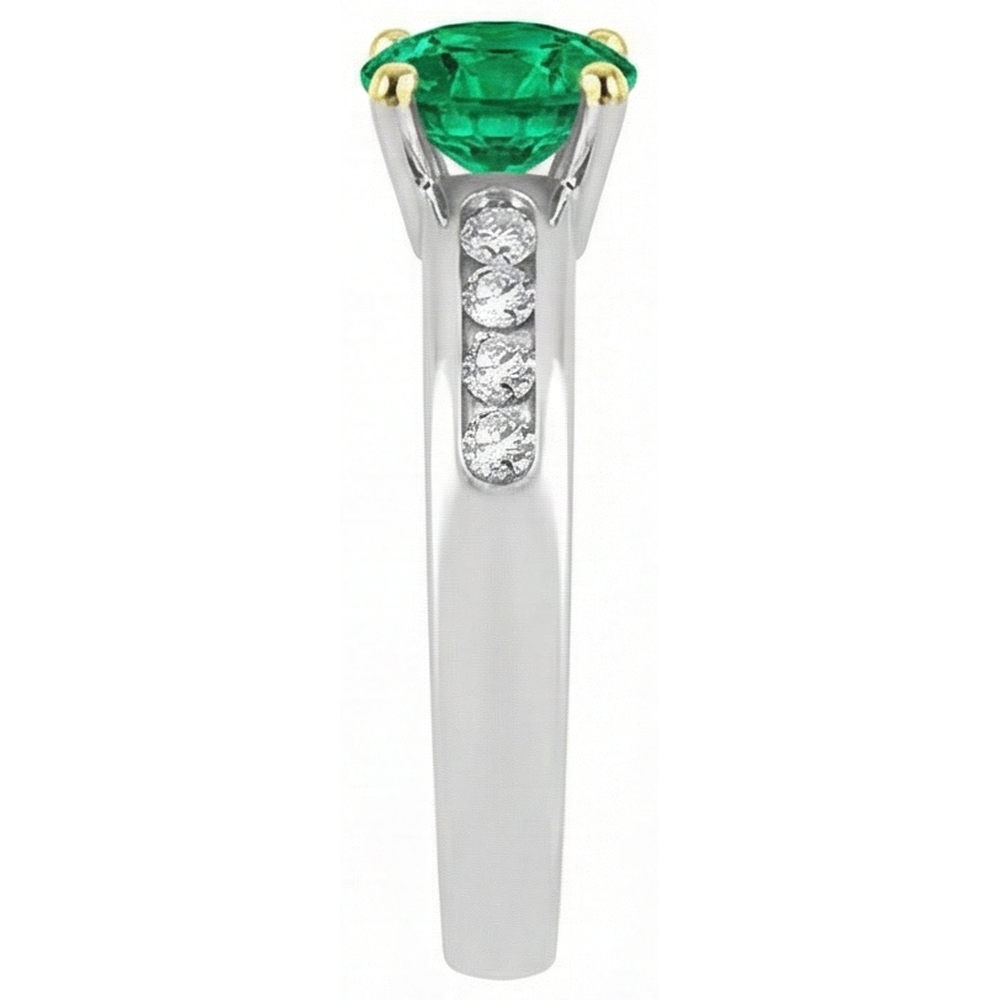 Bague avec Gemme Or Bicolore 14 Carats avec Émeraude Colombienne – vue de dessus