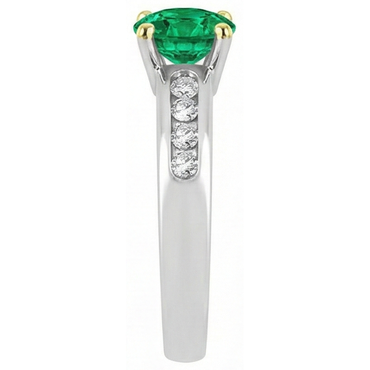 Bague avec Gemme Or Bicolore 14 Carats avec Émeraude Colombienne – vue de dessus