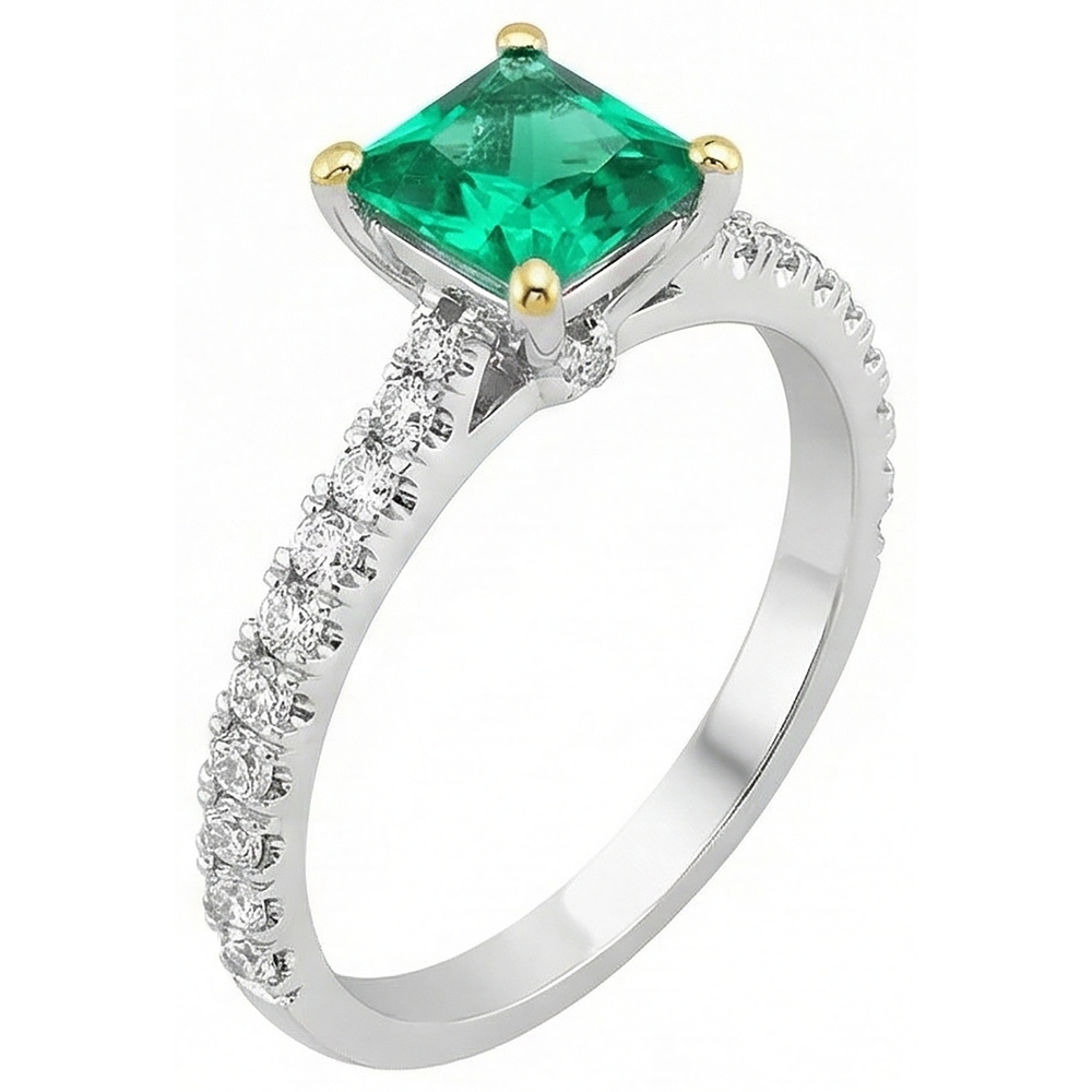 Émeraude Colombienne Bague Pierre Précieuse – vue d'angle