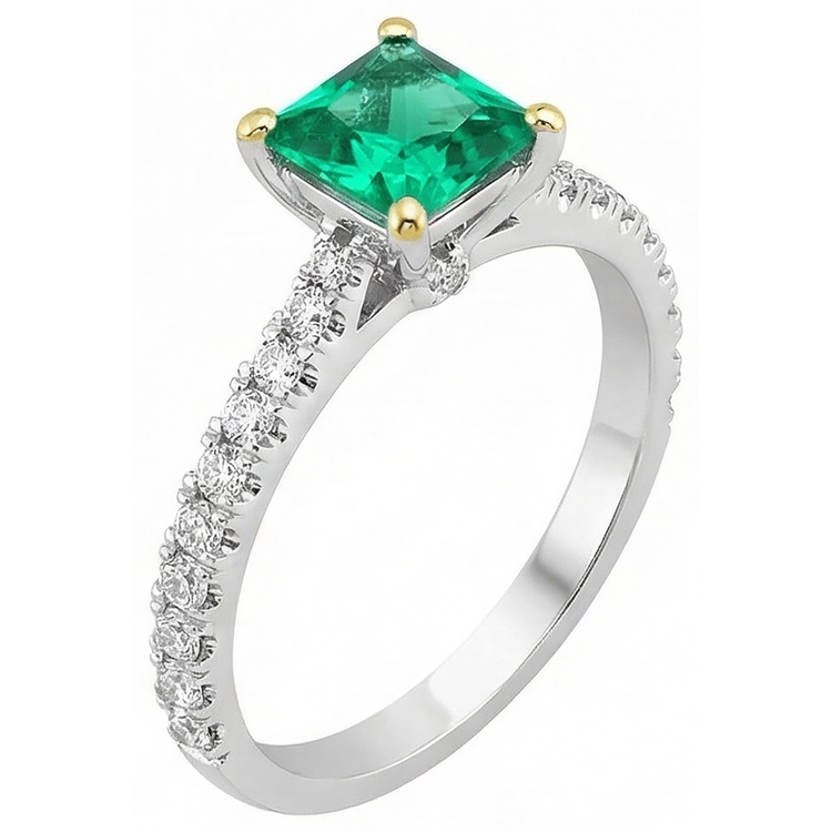 Émeraude Colombienne Bague Pierre Précieuse – vue d'angle