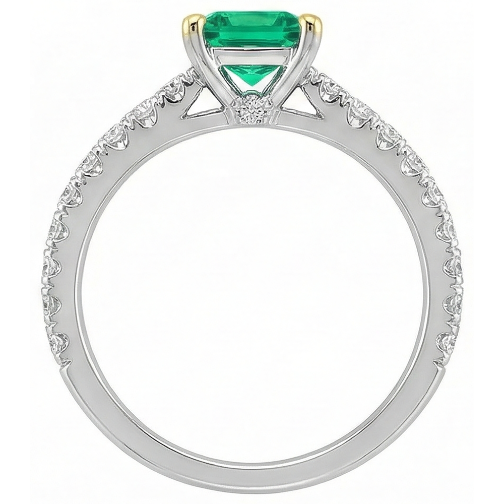 Émeraude Colombienne Bague Pierre Précieuse 2-carats Or Deux Tons 14 Carats – vue de profil