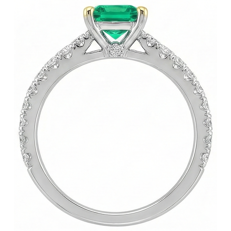 Émeraude Colombienne Bague Pierre Précieuse 2-carats Or Deux Tons 14 Carats – vue de profil