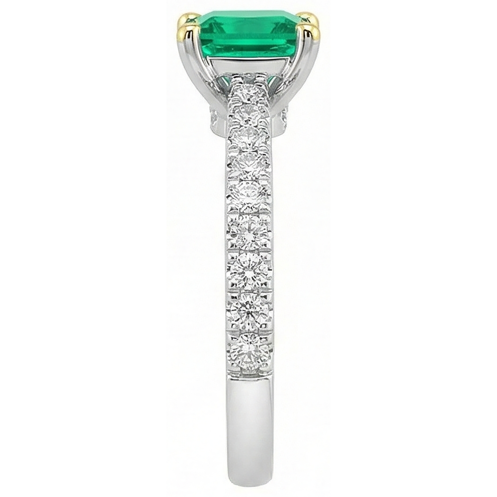 Brillant Émeraude Colombienne Bague Pierre Précieuse 2 carats – vue de dessus