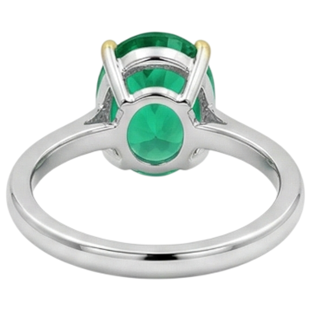Émeraude Fine Bague Pierre de Couleur 5 carats Or 14K Bicolore – vue arrière