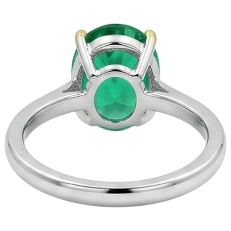 Émeraude Fine Bague Pierre de Couleur 5 carats Or 14K Bicolore – vue arrière