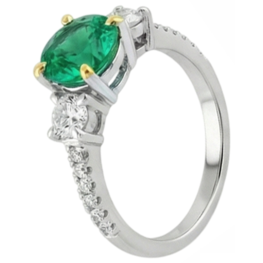 Émeraude Fine Bague avec Gemme – vue de côté