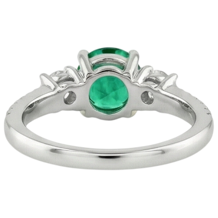 Émeraude Fine Bague avec Gemme 2-carats Or Bicolore 14 Carats – vue arrière