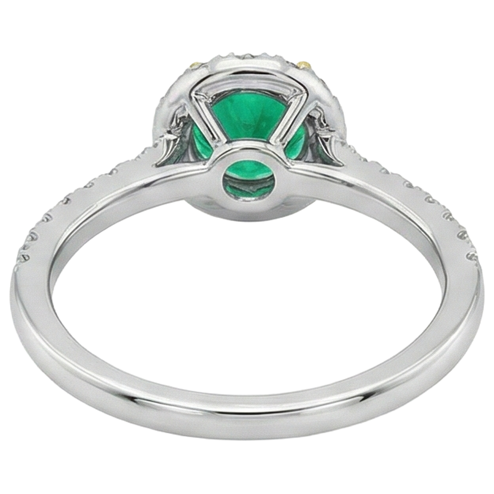 Taille Brillant Émeraude Fine bague en Or Bicolore 14 Carats – vue arrière