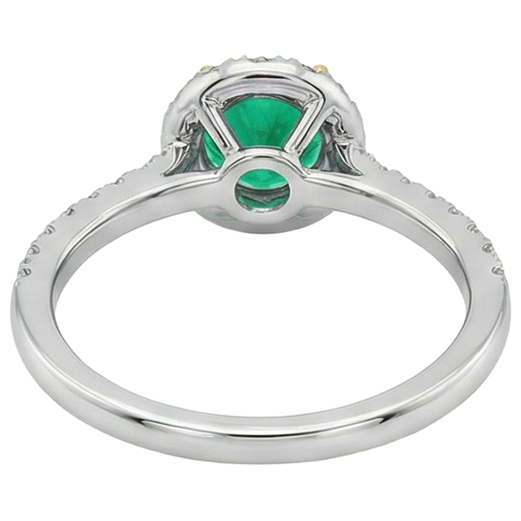 Taille Brillant Émeraude Fine bague en Or Bicolore 14 Carats – vue arrière