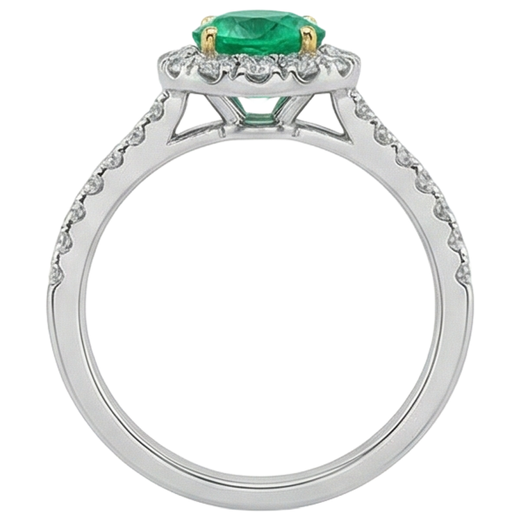 Taille Brillant Émeraude Fine bague en Or Bicolore 14 Carats – vue de dessus