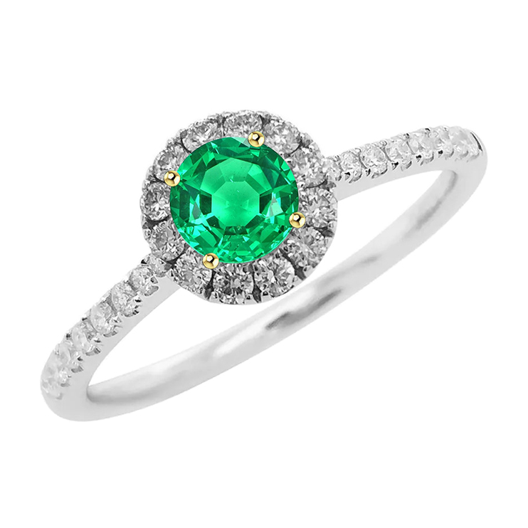 Émeraude Fine Bague avec Gemme 1 carats Or Bicolore 14 Carats – vue principale