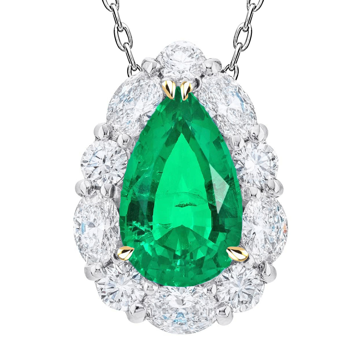 Émeraude Fine Pendentif Pierre Précieuse 6-carats Or Bicolore 14 Carats – vue principale