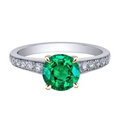 Brillant Bague avec Gemme avec Émeraude Colombienne Certifié GIA