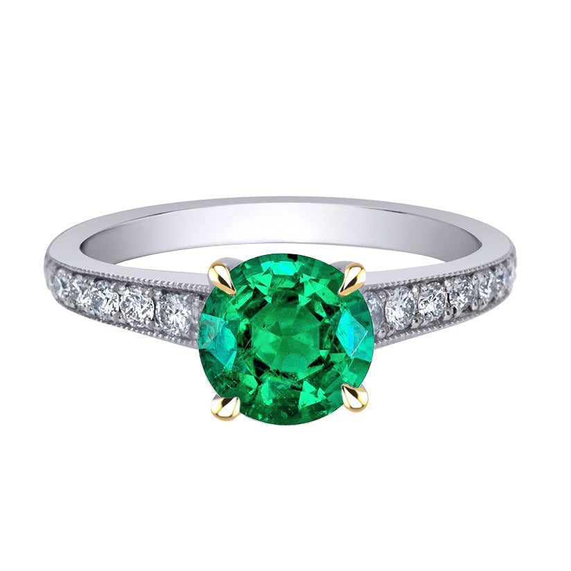 Émeraude Colombienne Bague avec Gemme 2,50-carats Or 14K Bicolore – vue principale