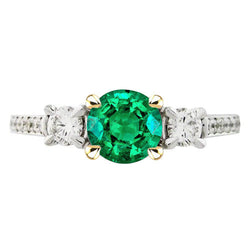 Taille Brillant Émeraude Fine Bague avec Gemme – 2 carats en Or