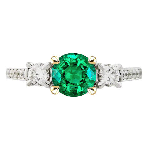 Émeraude Fine Bague avec Gemme 2-carats Or Bicolore 14 Carats – vue principale