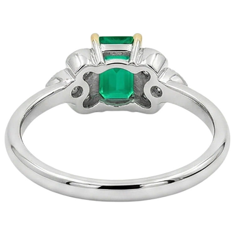 Émeraude Colombienne Bague Pierre Précieuse 2 carats Or 14K Bicolore – vue arrière