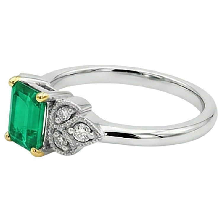 Émeraude Colombienne Bague Pierre Précieuse – vue de profil