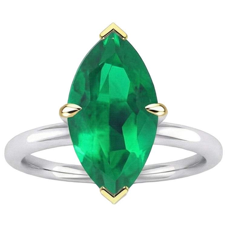 Émeraude Colombienne Bague Pierre de Couleur – vue de face