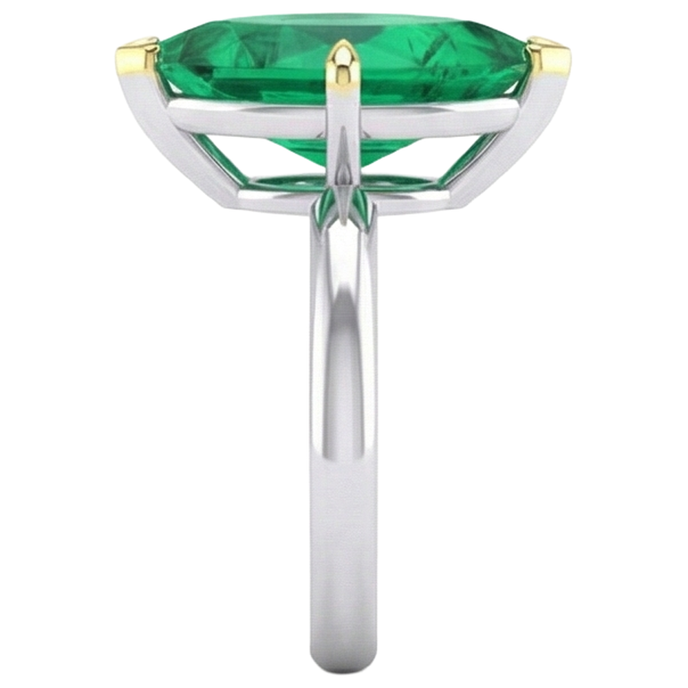 Marquise Émeraude Colombienne bague en Or Deux Tons 14 Carats – vue de dessus