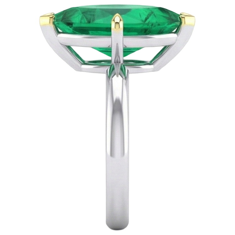 Marquise Émeraude Colombienne bague en Or Deux Tons 14 Carats – vue de dessus
