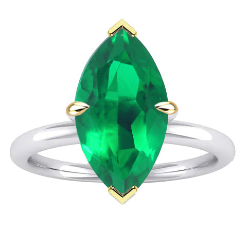Émeraude Colombienne Bague Pierre de Couleur 3 carats Or Deux Tons 14 Carats – vue principale