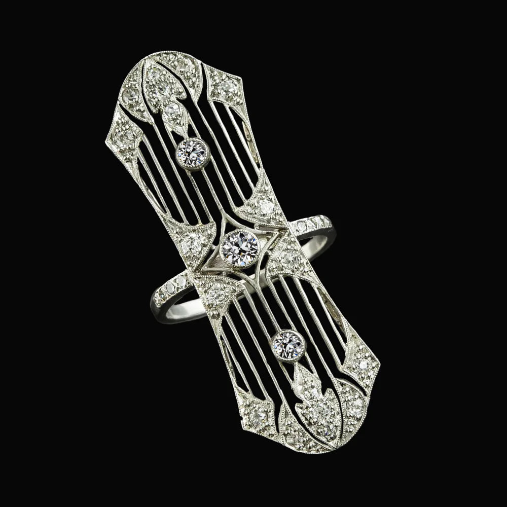 Comme Bijoux Edouardiens Lady's Ring Round Old Miner Réel Diamond Gold