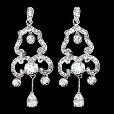 Comme Edwardian Jewelry Lustre Réel Diamants Boucles D'oreilles WG 1,75 De Haut