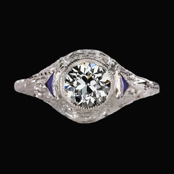 Comme Ies Bijoux Edouardiens Gemstone 3 Stone Ring Old Cut Véritable Diamond Sapphire
