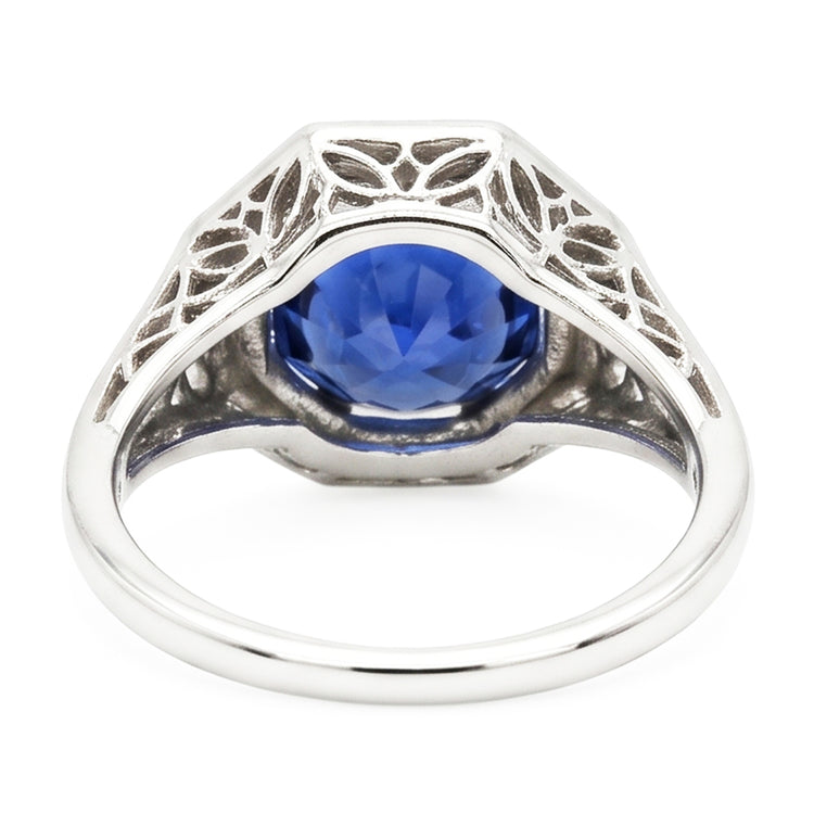 Comme bijoux édouardiens Solitaire Gemstone Ring Style Vintage Blue Sapphire