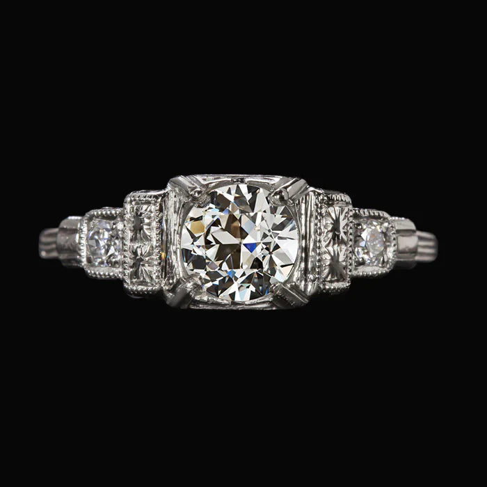 Comme les Bijoux Edouardiens 3 Stone Old Miner Bague En Naturel Diamant Avec Marches