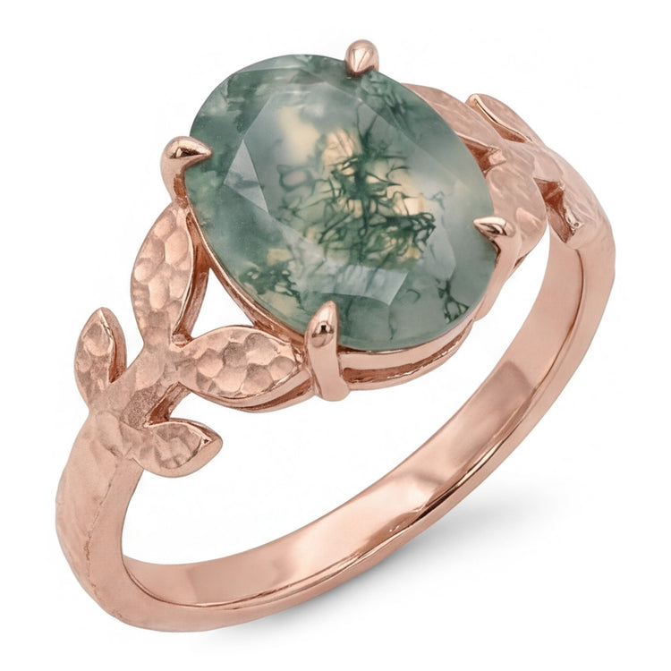 Confectionné main Dendritic Agate Bague avec Gemme 4,0 carats