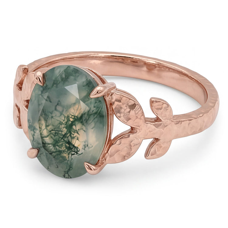 Confectionné main Dendritic Agate Bague avec Gemme 4,0 carats