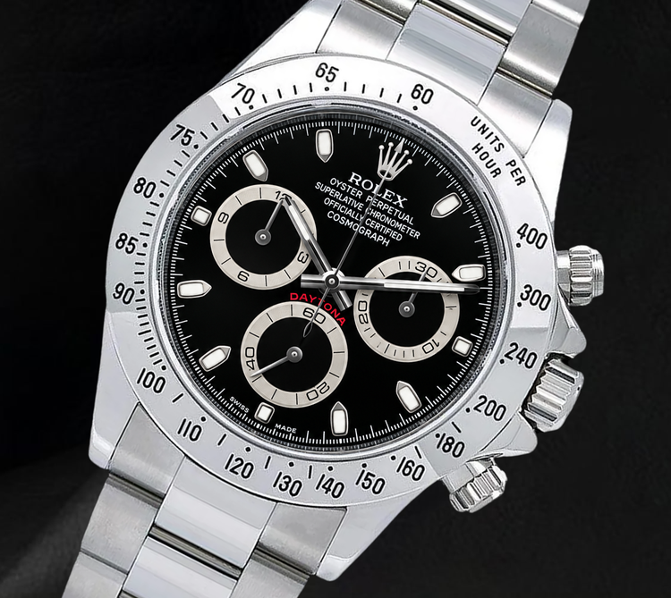 Montre Rolex Cosmograph Daytona 116520 40 mm Cadran Noir Acier Inoxydable