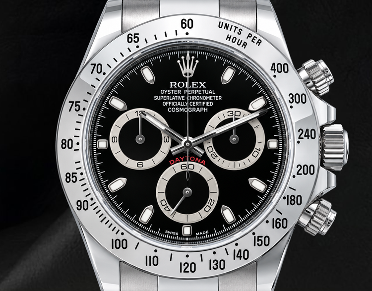Montre Rolex Cosmograph Daytona 116520 40 mm Cadran Noir Acier Inoxydable
