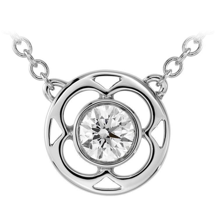 Coupe Ronde 1.50 Ct. Collier Pendentif Solitaire Naturel Diamant Or Blanc 14K
