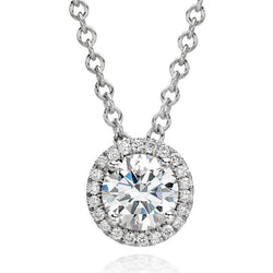 Coupe Ronde 2,75 Ct. Collier Pendentif Réel Diamants Avec Chaîne Blanc 14K