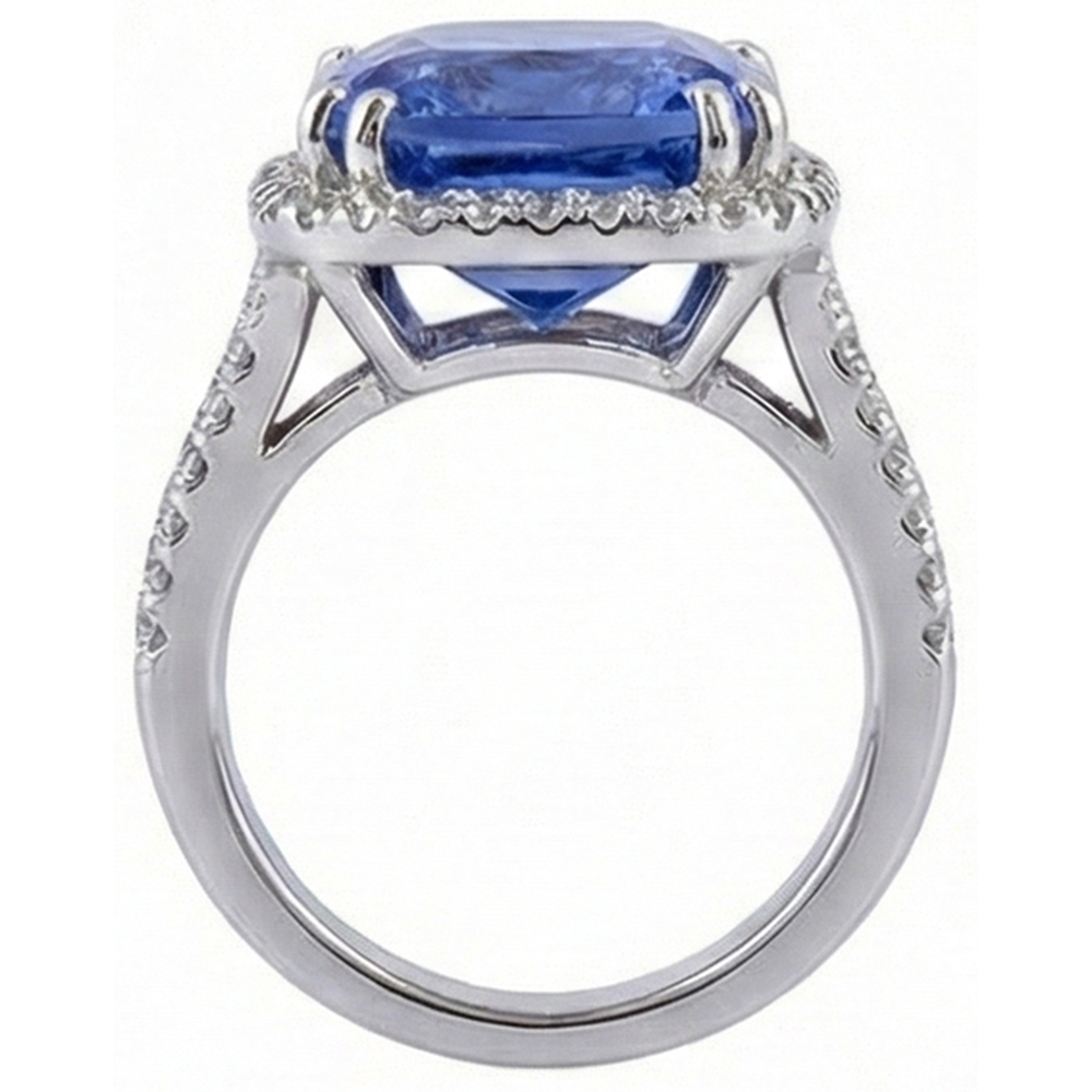naturel round tanzanite 6carats bague vue de dessus