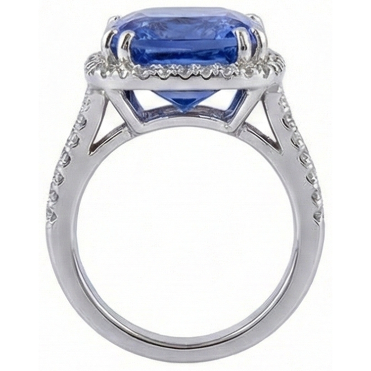 naturel round tanzanite 6carats bague vue de dessus
