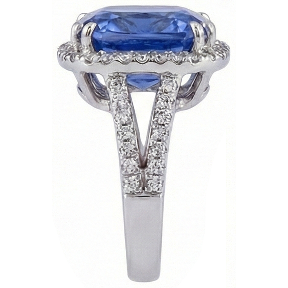naturel round tanzanite 6carats bague vue de profil