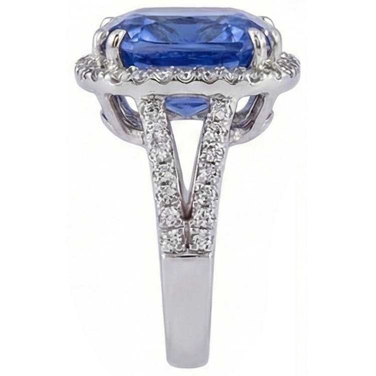 naturel round tanzanite 6carats bague vue de profil