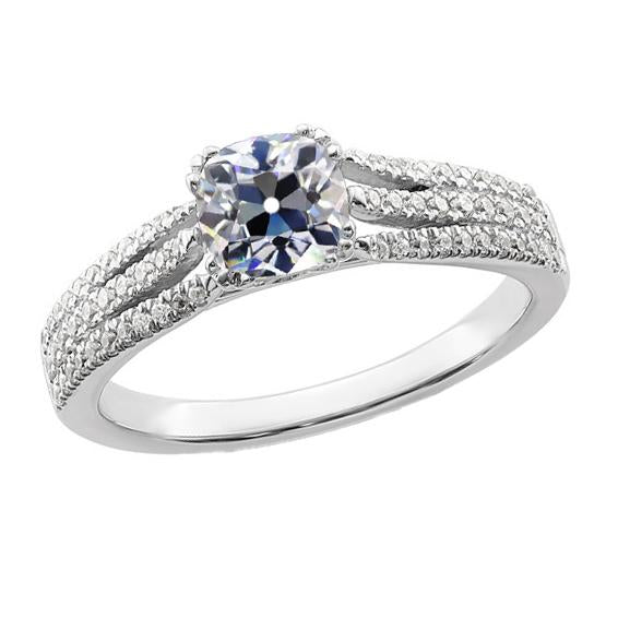 Coussin Ancienne Mine Cut Véritable Diamond Anniversary Ring Triple Split Shank 5 Carats