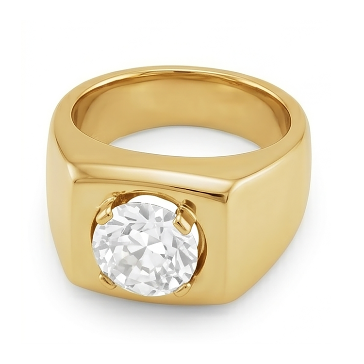 Coussin Antique Bague pour Homme – Diamant 2 carats 10K Yellow
