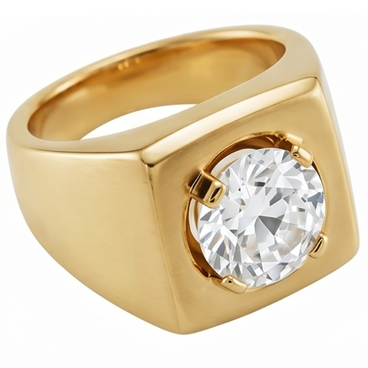 Coussin Antique Bague pour Homme – Diamant 2 carats 10K Yellow