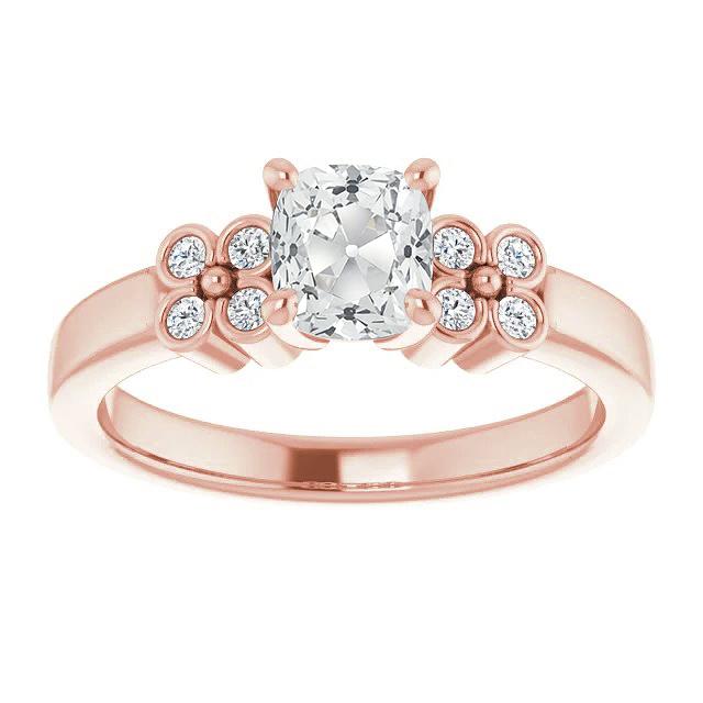 Coussin Bague De Mariage Véritable Diamant Taille Vieille Mine Style Fleur 4 Carats