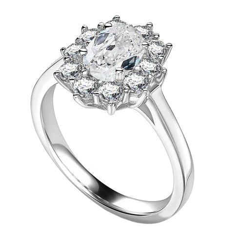 Coussin Bague Halo Réel Diamant Taille Vieille Mine Style Fleur 2.50 Carats