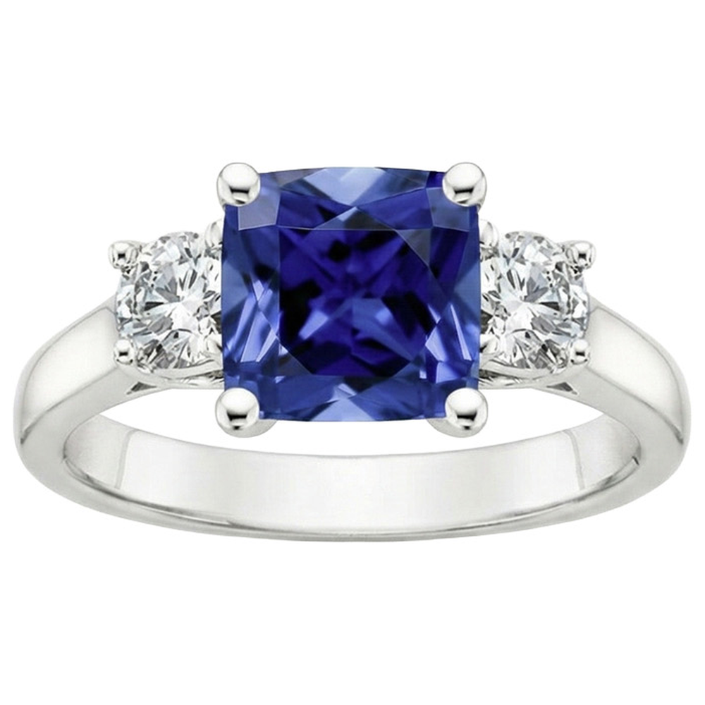 naturel round saphir 3.25carats bague détail rapproché